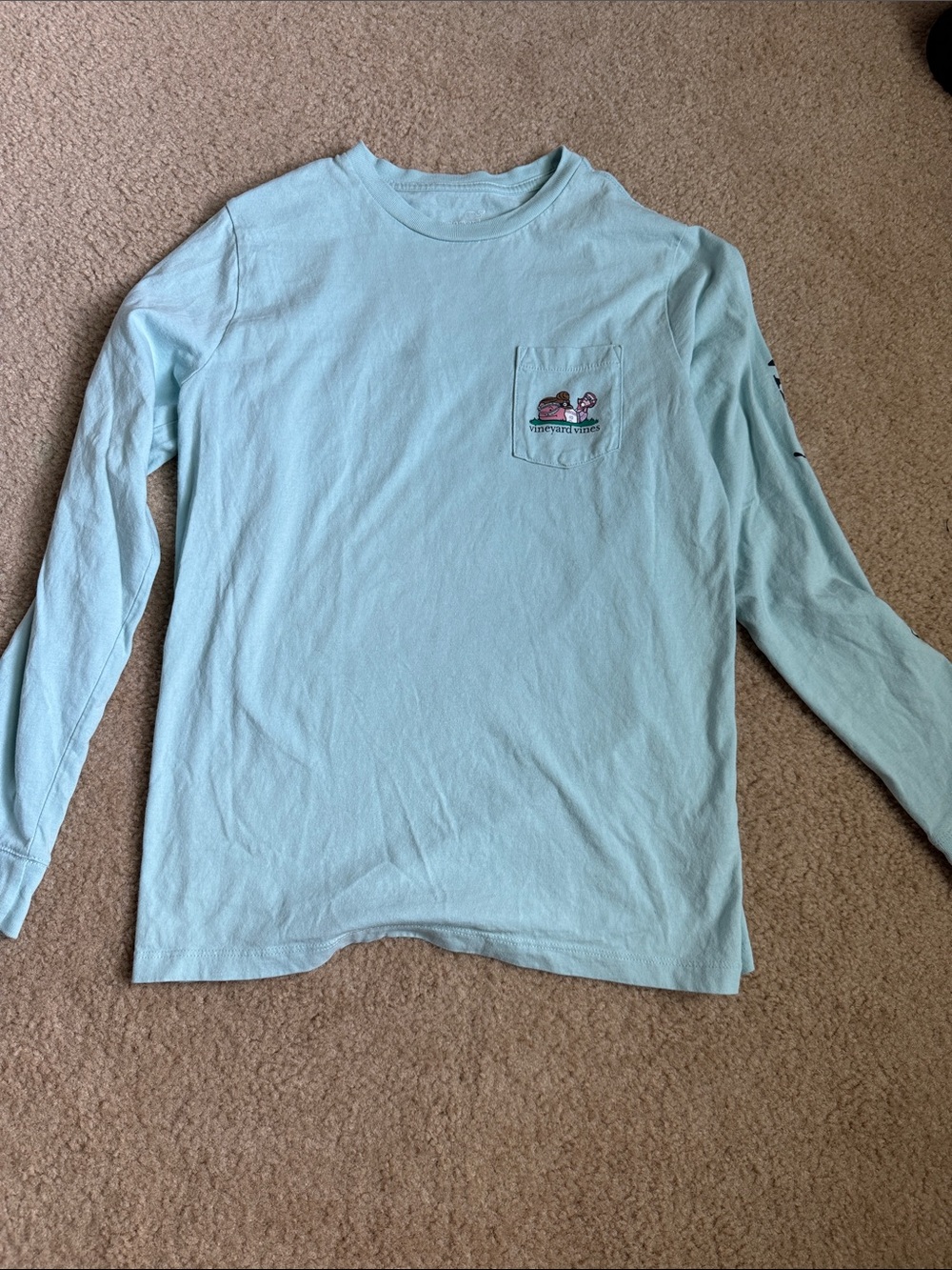 Vineyard Vines Light Blue Long Sleeve Pocket Tee